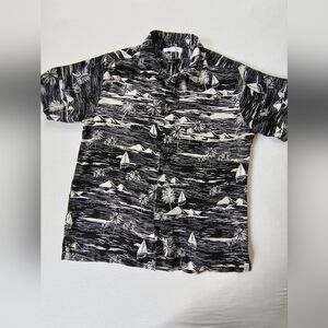 Ezekiel Black and White Nautical Print Shirt Size M